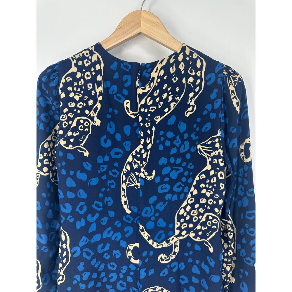 Lilly Pulitzer 100% Silk Tyra Leopard Print Long Puff Sleeve Shift Dress Mini - Picture 8 of 16